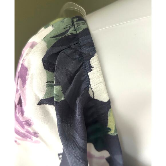 Bohme Delilah Midi Dress Floral NWT Lavender Ruching Lined Size Large - Picture 6 of 16